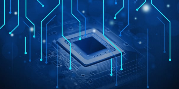 a computer chip on a PCB