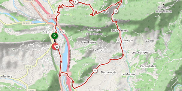 Image du tracé gps du parcours proposé autour du magasin