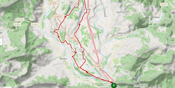 Tracé gps visitant les villages de Mison et le Poet en partant du magasin bike corner sisteron