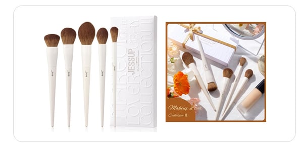 Jessup Conjunto de 5 Pincéis de Maquiagem Facial, Pincel de Blush, Bronzer, Contorno, Marcador, Pinc