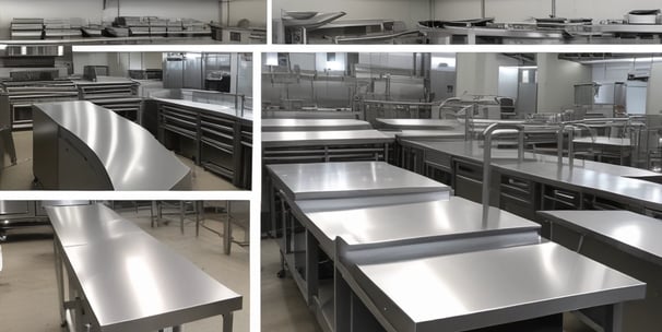Large stainless steel fermentation tanks are lined up in a brewery or industrial facility. The tanks have measurement markings and some are numbered. The flooring is made of concrete, and there are hoses and pipes leading to the tanks. Overhead, there is bright lighting and a metal roof structure.
