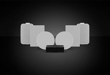 Play your music in any room or outside, control from app or Elan screens.