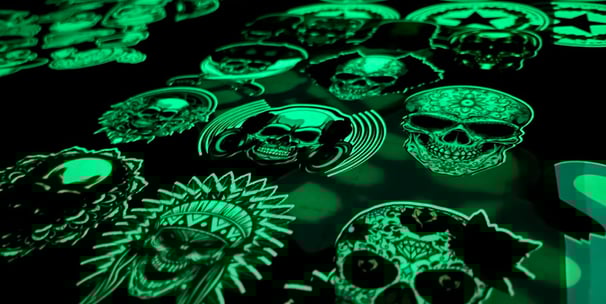 a table with a green glow on it