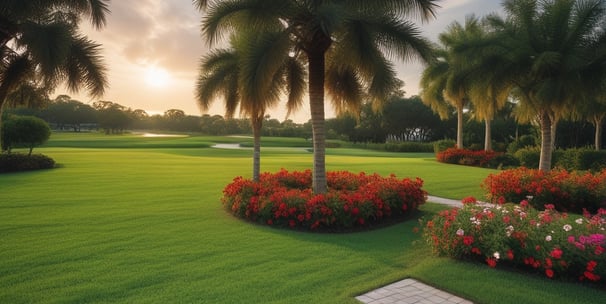 a green lawn with a few different types of lawn grass