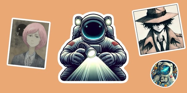 Examples of stickers & magnets sold on Simca's Online Store.