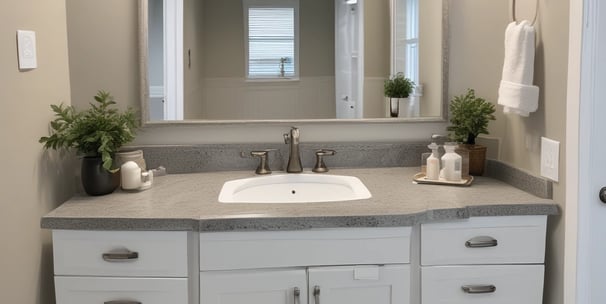 A hand holding a spray paint can with a pink cap, applying paint to a wall covered in colorful patterns. The wall features a variety of vibrant colors including shades of blue, purple, and yellow, creating a textured artistic effect.