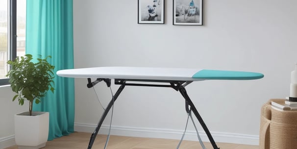 A stylized laundry setting with two front-loading washing machines depicted on a backdrop. In front of the backdrop, there is a bright yellow bench with multiple yellow chairs and a laundry basket containing a white telephone. The flooring features a yellow and white checkered pattern.