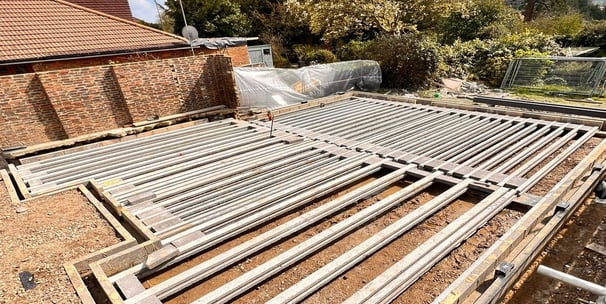 Groundwork contractor at residential construction site