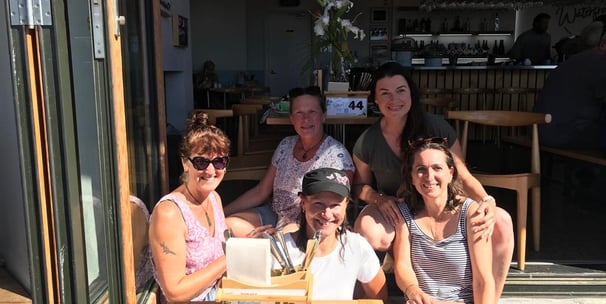 a group of women sitting at a table
