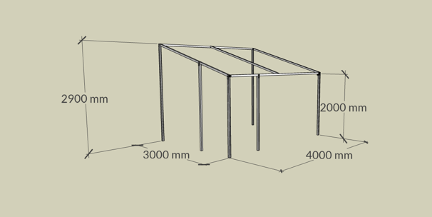 PVCFAB aluminium pergola lean to frame 4m by 3m