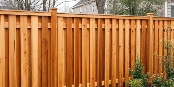 High quality professional fence in backyard