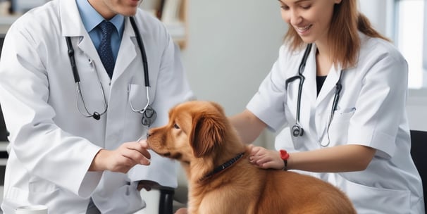 A colorful pet store section with a vibrant blue and yellow floral theme. Shelves are filled with pet party kits, grooming products, and toys. A plush cushion shaped like a flower with a smiley face is placed in the corner along with stuffed animals resembling dogs and lions. The area is labeled as 'Pet Zone' with a prominent sign.