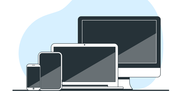 a laptop, tablet, cell phone, iMAc, big screen TV connected through wi-fi