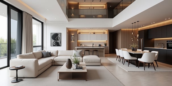 Spacious Living Room with Comfortable Couch and Modern Coffee Table