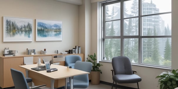 A hospital building with a sign that reads 'Chaudhry Family Hospital', positioned under a cloudy sky with visible sunlight peeking through. The building has multiple windows, some of which are covered or tinted.