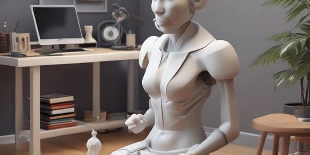 A blurred toy figure stands facing a smartphone screen filled with app icons, creating a surreal effect. The apps appear stretched and give a sense of being drawn towards the screen.