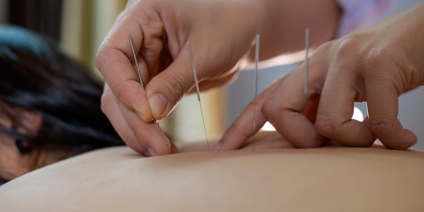 a woman is shown with a woman's hands and needles