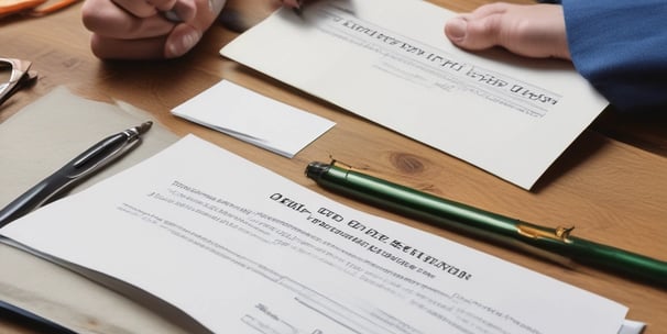 A modern office space with several people working at their desks, featuring computers, paperwork, and office equipment. The room is well-lit with overhead lighting and windows allowing natural light.
