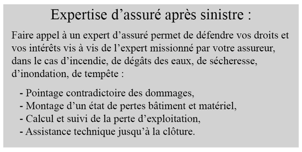 Tableau explicatif de l'expertise d'assuré après sinistre