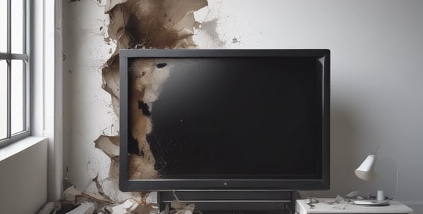 a tv screen showing a television and a television