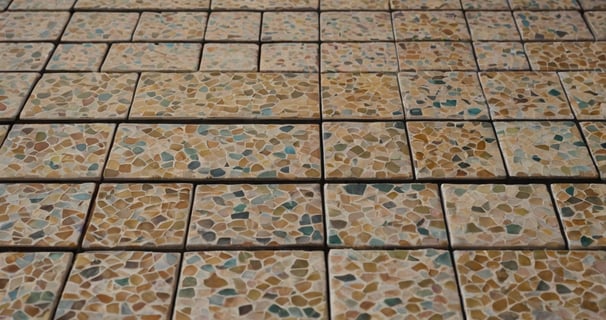 a unique display of terrazzo tiles