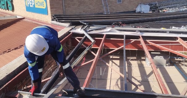 Commercial roofing project. The Walk Shopping Center, Bloemfontein