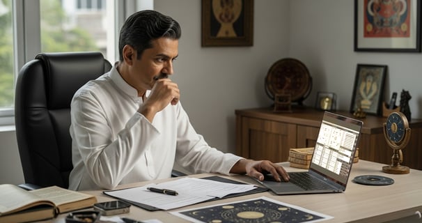 a man sitting at a desk with a laptop computer