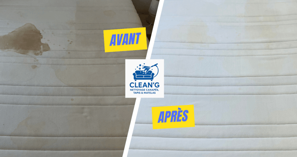 Résultat avant/après d'un nettoyage de matelas réalisé par nos équipes à Rennes