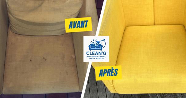 Résulatat avant/après d'un nettoyage de fauteuil réalisé par nos équipes