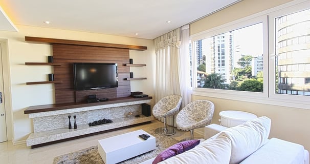 Bespoke wooden TV unit design for Delhi living rooms