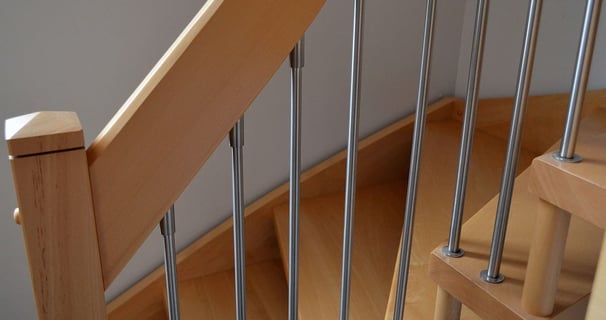 Handcrafted wooden staircase railing in Gurugram