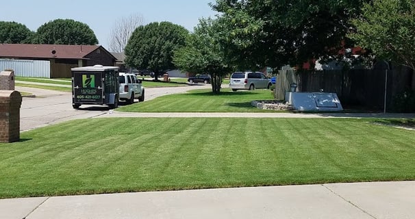 freshly mowed front yard Oklahoma city 