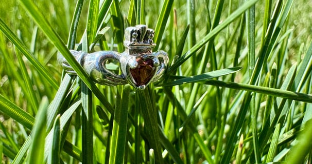 Claddagh Ring by Bhav Spiritual Jewelry with Garnet