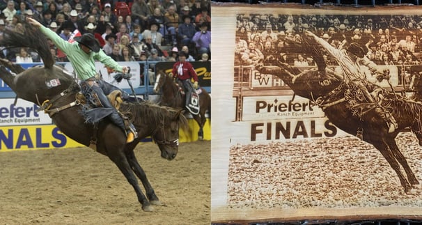 a man riding a horse in a rodeo