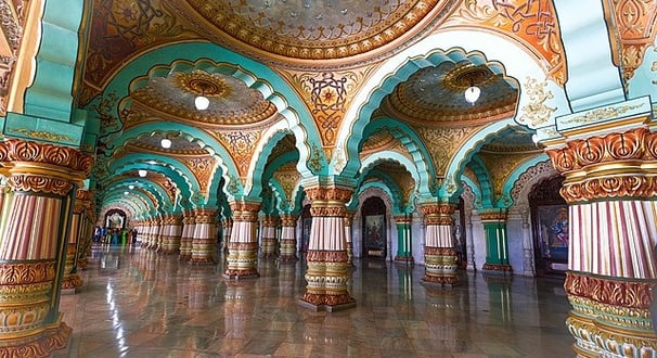 Mysore palace interior - Hyderabad to Bangalore tour package