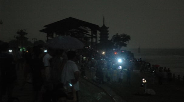 Nick and Tracey Billington in Hangzhou at the total solar eclipse, China