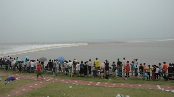 Nick and Tracey Billington in Hangzhou at the total solar eclipse and tidal bore, China