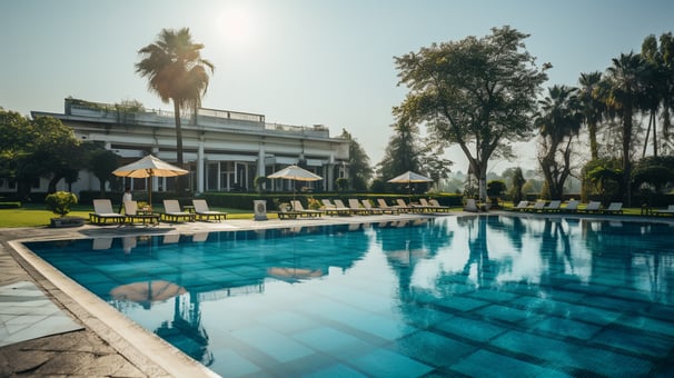 Sada Nira establishing shot of poolside