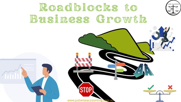 Roadblocks to Business Growth: A winding road with obstacles, symbolizing challenges in business dev