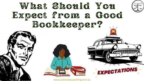 What Should You Expect from a Good Bookkeeper? A man, woman working, and police car.