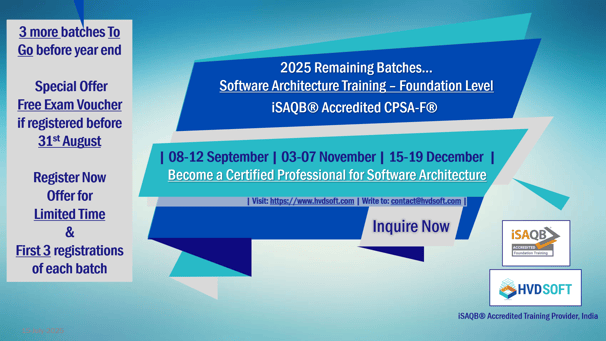 2025, iSAQB CPSA-FL, Software Architecture Training Foundation Level by HVDSOFT Pvt. Ltd.