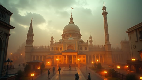UniverseX - a large building with a dome shaped building in the background