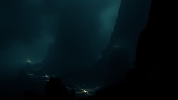 UniverseX - a mountain scene with a dark sky and a dark sky