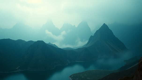 UniverseX - a mountain scene with a lake and mountains in the background