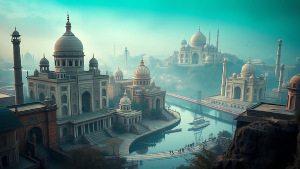 UniverseX - a large building with a bridge and a boat in the water