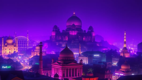 UniverseX - a cityscape of a large building with a purple sky