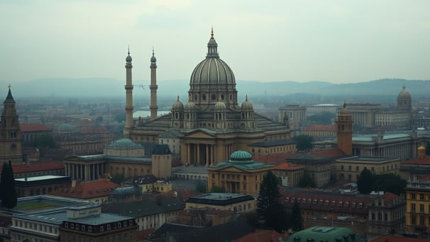UniverseX - a large building with a dome shaped building in the background