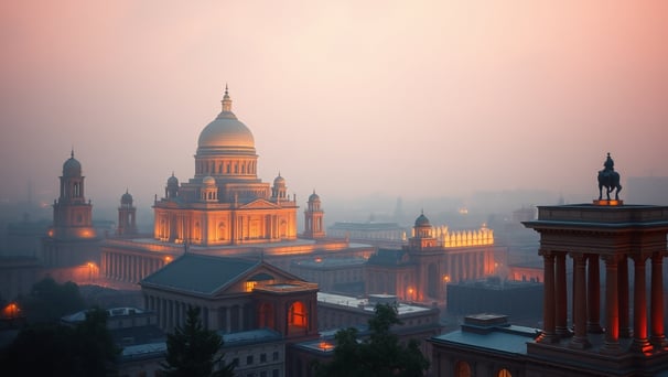 UniverseX - a cityscape of a large building with a statue of a horse