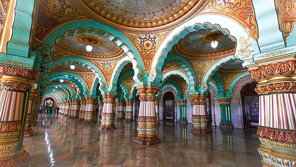 Mysore palace interior - Hyderabad to Bangalore tour package
