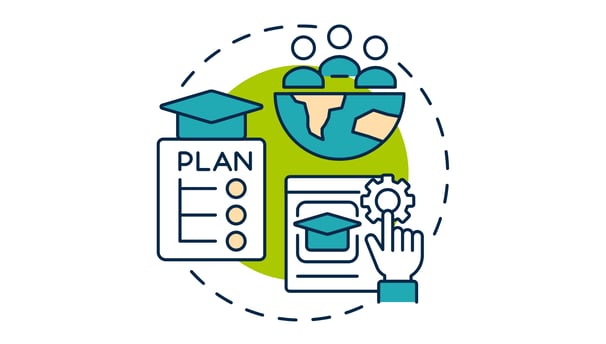 Animated graphic displaying the process of planning and educating children